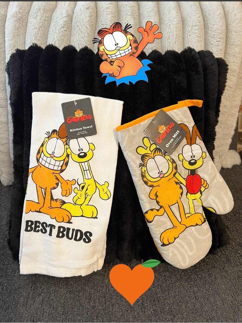 Garfield   Oven Mitt & Kitchen Towel Set - Orange/Yellow